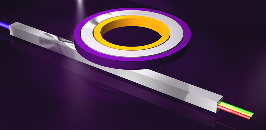 An artistic rendering of a waveguide-coupled ring cavity